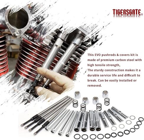 مجموعة أغطية أذرع الدفع وقضبان الدفع القابلة للتعديل من TIGERSGATE EVO مصممة لـ 1984-1999 Harley Evolution Dyna، Softail، FXR، نماذج سياحية، كروم in Saudi Arabia