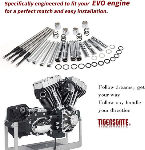 مجموعة أغطية أذرع الدفع وقضبان الدفع القابلة للتعديل من TIGERSGATE EVO مصممة لـ 1984-1999 Harley Evolution Dyna، Softail، FXR، نماذج سياحية، كروم in Saudi Arabia