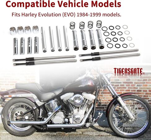 مجموعة أغطية أذرع الدفع وقضبان الدفع القابلة للتعديل من TIGERSGATE EVO مصممة لـ 1984-1999 Harley Evolution Dyna، Softail، FXR، نماذج سياحية، كروم in Saudi Arabia