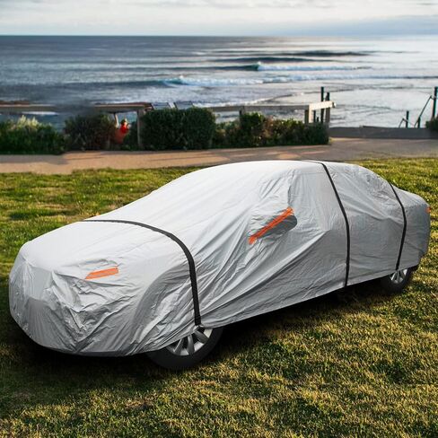 SEAZEN Car Cover Waterproof All Weather, Outdoor Car Covers for Automobiles, UV Snow Wind Protection, Compatible with Honda Civic, Toyota Corolla/Prius ​Hyundai Elantra etc. (Length Up to 185") in Saudi Arabia