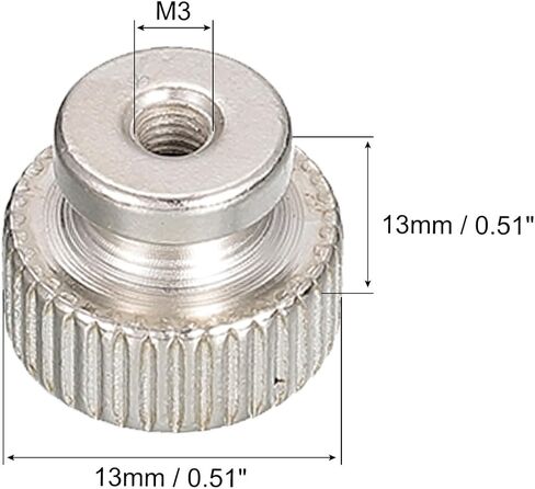 صواميل إبهام مخرشة من uxcell، قطعتان M3 x D13mm x H13mm من الفولاذ الكربوني مع فتحة عمياء عالية الياقة وصواميل إبهام مخرشة لأجزاء الطابعة ثلاثية الأبعاد in Saudi Arabia