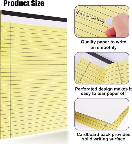 EOOUT 12 Pack Note Pads 8.5x11 Inch, Yellow Writing Pads, 80GSM Thick College Ruled Lined Writing Note Pads 30 Sheets Letter Size Legal Notepads Memo Pads for Office Work in Saudi Arabia