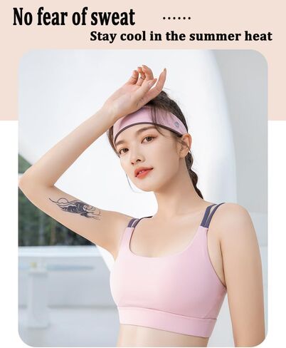 Women's Ice-feeling Sports Headband Ice-silk Fabric Moisture Wicking Breathable Cooling Comfortable Fit Wraps Hair Fashion Double-color Sweatband For Girls Fitness Running Tennis Yoga Workout Hairband in Saudi Arabia