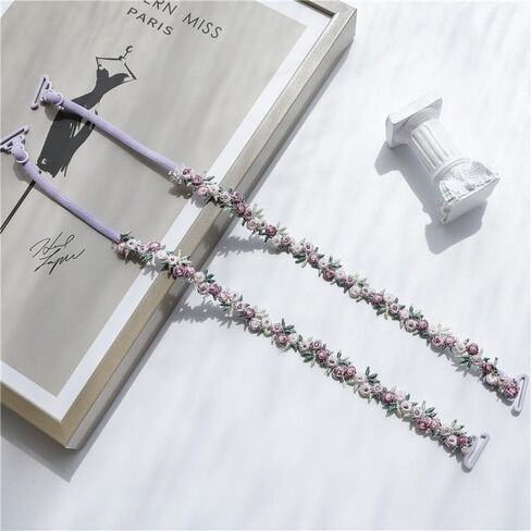 3 Pairs Womens Replacement Bra Straps Stretchy Lace Shoulder Belts Decorative Sunflower with Plastic Pearls in Kuwait