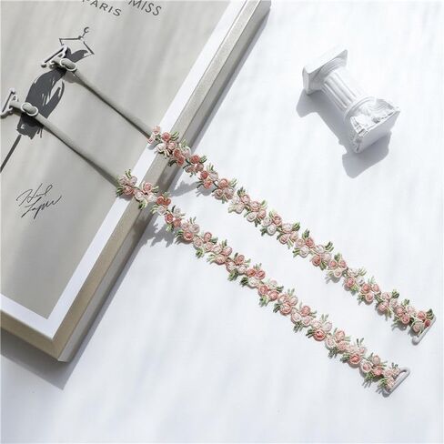 3 Pairs Womens Replacement Bra Straps Stretchy Lace Shoulder Belts Decorative Sunflower with Plastic Pearls in Kuwait