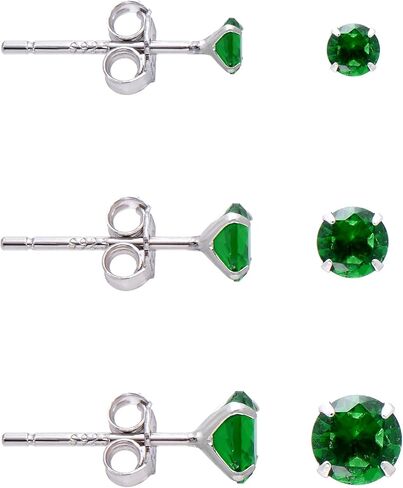 3 Pairs Blue Cubic Zirconia Earrings Studs, Sterling Silver Studs Earrings Set 3MM 4MM 5MM in Kuwait