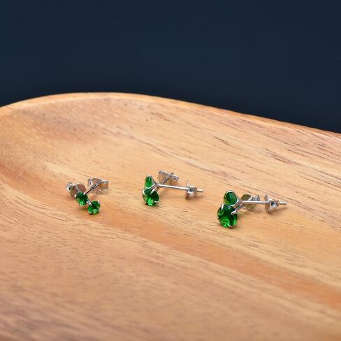 3 Pairs Blue Cubic Zirconia Earrings Studs, Sterling Silver Studs Earrings Set 3MM 4MM 5MM in Kuwait
