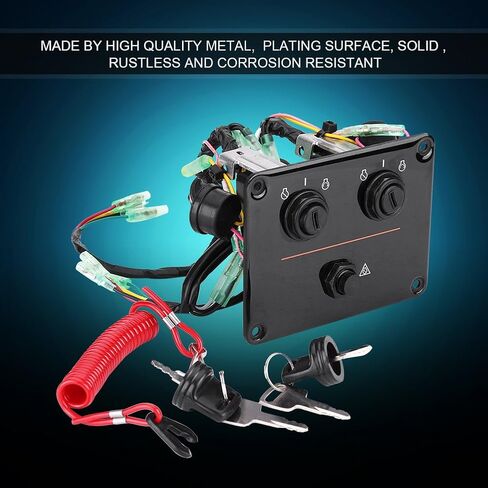 Dual Key Switch Panel Kit, 6K1-82570-08-00 12V 0.1W Dual Engine Key Switch Panel Switch Assembly Replacement Fit for Yamaha Outboard Double Vertical Control Engines in Saudi Arabia