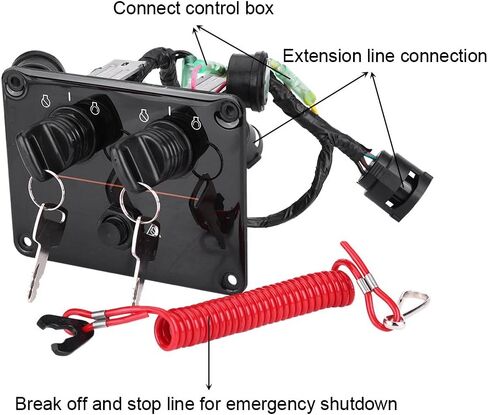 Dual Key Switch Panel Kit, 6K1-82570-08-00 12V 0.1W Dual Engine Key Switch Panel Switch Assembly Replacement Fit for Yamaha Outboard Double Vertical Control Engines in Saudi Arabia