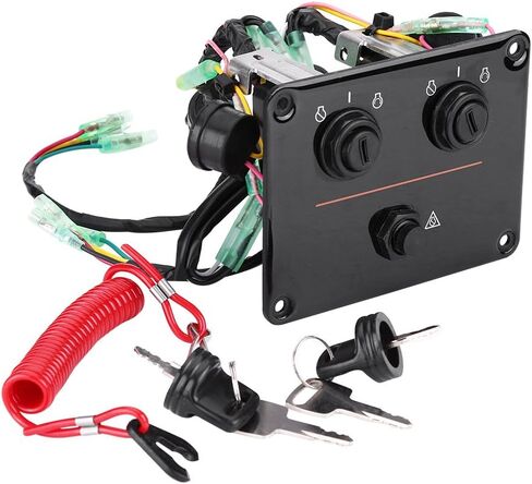 Dual Key Switch Panel Kit, 6K1-82570-08-00 12V 0.1W Dual Engine Key Switch Panel Switch Assembly Replacement Fit for Yamaha Outboard Double Vertical Control Engines in Saudi Arabia