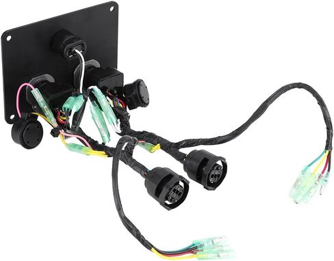 Dual Key Switch Panel Kit, 6K1-82570-08-00 12V 0.1W Dual Engine Key Switch Panel Switch Assembly Replacement Fit for Yamaha Outboard Double Vertical Control Engines in Saudi Arabia