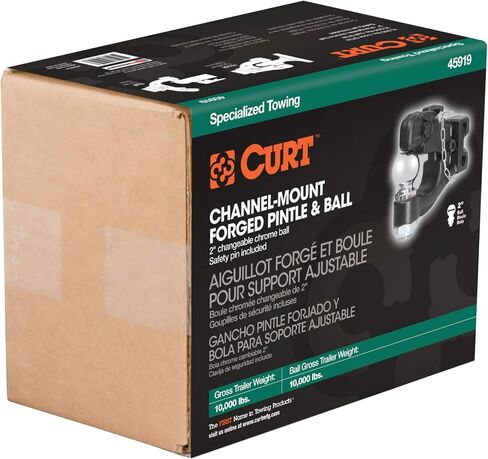 CURT 45919 مرفق عمود تثبيت على القناة مع كرة 2 بوصة، 10.000 رطل، مطلوب ساق، أسود in Saudi Arabia