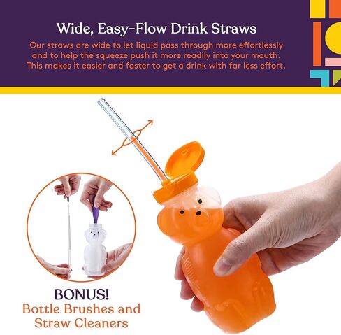 Special Supplies Honey Bear Straw Cup For Babies, 3-Pack Squeezable Therapy and Special Needs Assistive Drink Container, Spill Proof and Leak Resistant Lid in Saudi Arabia