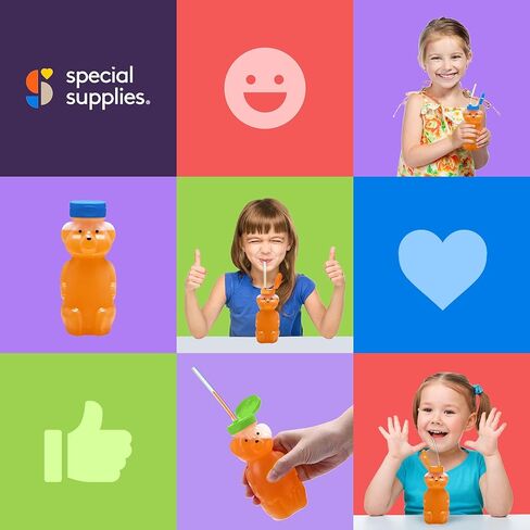 Special Supplies Honey Bear Straw Cup For Babies, 3-Pack Squeezable Therapy and Special Needs Assistive Drink Container, Spill Proof and Leak Resistant Lid in Saudi Arabia