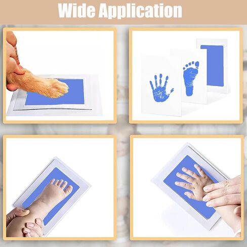 مجموعة أدوات طباعة اليد والقدم بدون حبر، لوحة حبر تعمل باللمس النظيف لمجموعة طباعة مخالب الحيوانات الأليفة للأطفال حديثي الولادة (2 وسادات حبر سوداء، 2 وسادة حبر وردية، 8 بطاقات بصمة) in Kuwait