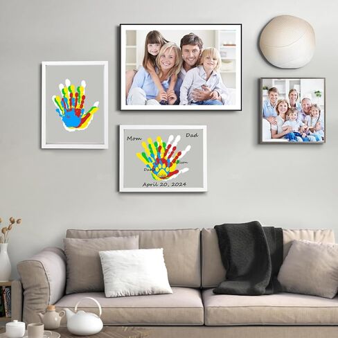 مجموعة بصمات اليد العائلية - مجموعة بصمة يد الطفل وبصمة قدمه، هدايا للآباء الجدد، أفكار هدايا عائلية، إطار خشبي تذكاري لحديثي الولادة، هدايا استحمام جديدة للأولاد والبنات، 5 دهانات غير سامة in Kuwait