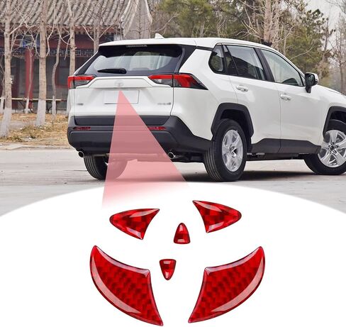 Compatible with Car Rear Tailgate Emblem Logo Trim Accessories Carbon Fiber Emblem Badge Decal Cover Sticker for Toyota RAV4 2020-2024 Black in Kuwait