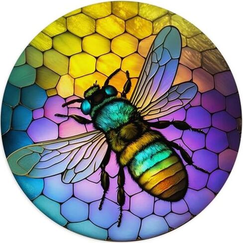 Diamond Painting Kits for Adults Stained Glass Bee, Round Full Drill Diamond Art Kits, 5D DIY Paint with Diamonds Crafts for Home Wall Decoration Gifts 12×12Inch, Animal in Saudi Arabia