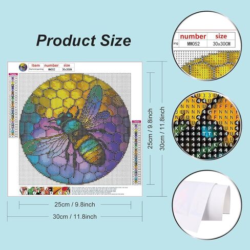 Diamond Painting Kits for Adults Stained Glass Bee, Round Full Drill Diamond Art Kits, 5D DIY Paint with Diamonds Crafts for Home Wall Decoration Gifts 12×12Inch, Animal in Saudi Arabia