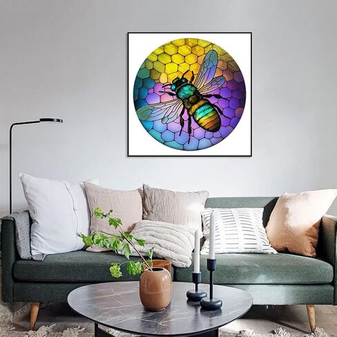 Diamond Painting Kits for Adults Stained Glass Bee, Round Full Drill Diamond Art Kits, 5D DIY Paint with Diamonds Crafts for Home Wall Decoration Gifts 12×12Inch, Animal in Saudi Arabia