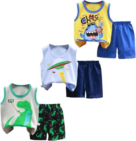Toddler Boys Clothes for Baby Boy Summer Outfits Sleeveless Tank Top and Shorts Set 1-4t in Kuwait