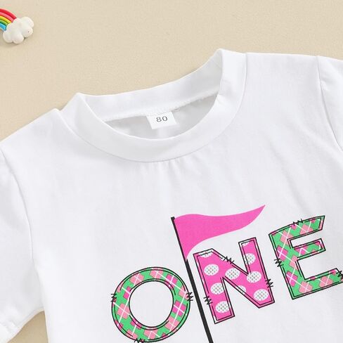 Baby Boy Girl First Birthday Golf Outfit Short Sleeve Hole In One Golf T-shirt + Shorts 1st Birthday Smash Cake Outfit in Saudi Arabia
