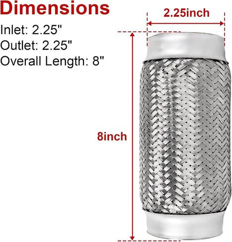 Exhaust Flex Pipe,1.75’’ x 10’’ Heavy Duty Exhaust Flex Pipe Stainless Steel,Universal Double Braid Exhaust Flex Tube For Cars,1pack in Saudi Arabia