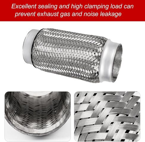 Exhaust Flex Pipe,1.75’’ x 10’’ Heavy Duty Exhaust Flex Pipe Stainless Steel,Universal Double Braid Exhaust Flex Tube For Cars,1pack in Saudi Arabia