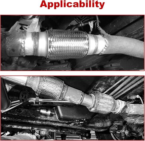 Exhaust Flex Pipe,1.75’’ x 10’’ Heavy Duty Exhaust Flex Pipe Stainless Steel,Universal Double Braid Exhaust Flex Tube For Cars,1pack in Saudi Arabia
