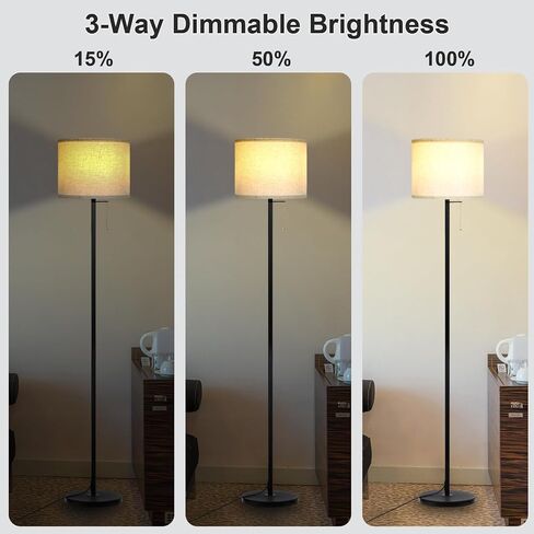 Modern Floor Lamp for Living Room Traditional Farmhouse Floor Lamps Mid-Century Pole Lamp with Linen Lamp Shade, Standing Tall Floor Lamps for Bedrooms and Office (White) in Saudi Arabia