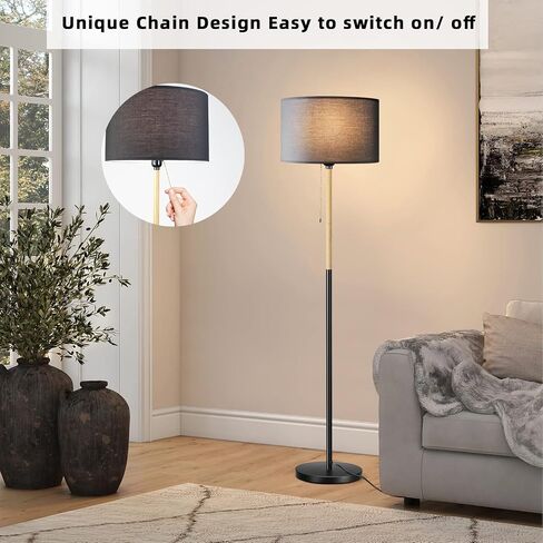 Modern Floor Lamp for Living Room Traditional Farmhouse Floor Lamps Mid-Century Pole Lamp with Linen Lamp Shade, Standing Tall Floor Lamps for Bedrooms and Office (White) in Saudi Arabia
