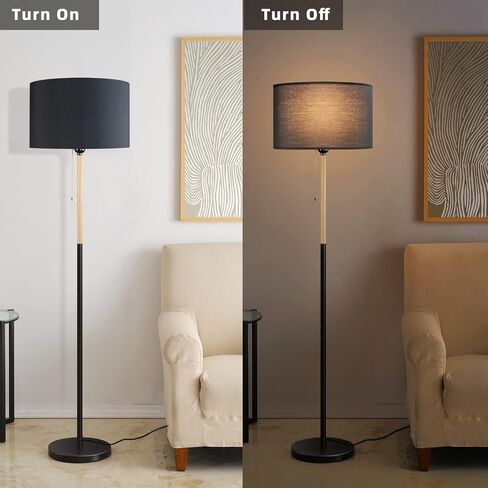 Modern Floor Lamp for Living Room Traditional Farmhouse Floor Lamps Mid-Century Pole Lamp with Linen Lamp Shade, Standing Tall Floor Lamps for Bedrooms and Office (White) in Saudi Arabia