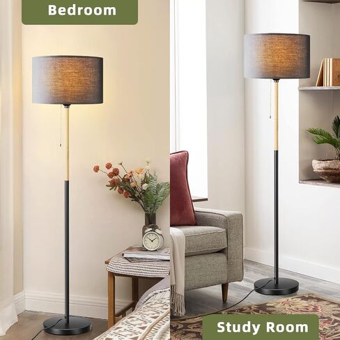 Modern Floor Lamp for Living Room Traditional Farmhouse Floor Lamps Mid-Century Pole Lamp with Linen Lamp Shade, Standing Tall Floor Lamps for Bedrooms and Office (White) in Saudi Arabia