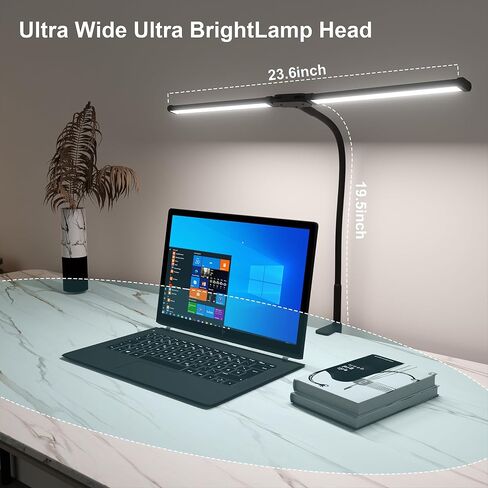 15W LED Desk Lamp with Clamp for Home Office, Eye Caring Architect Lamp with Clip, 80 LEDs Super Bright 30 Lighting Modes Dimmable Light for Learning and Reading in Saudi Arabia