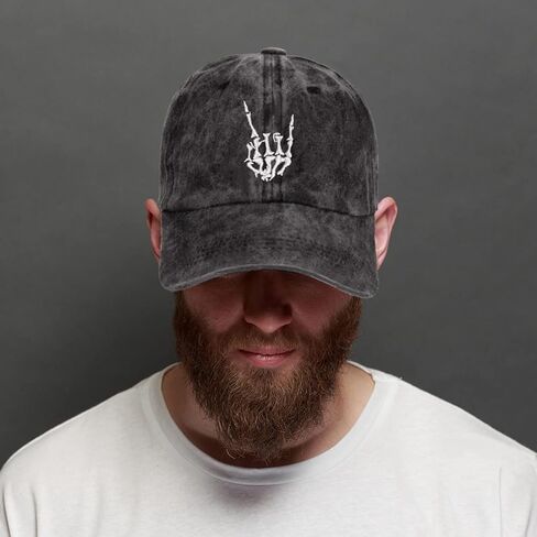 Halloween Skull Baseball Cap Hats for Men Women Emo Cool Gothic Goth Skeleton Perfect Best Grunge Spooky Graphic Birthday Presents Vintage Dad Trucker Hat Black in Kuwait