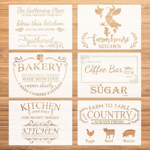 4 Pieces Hen Chicken Farmhouse Stencils Farm Fresh Eggs Stencil Rustic Farmhouse Reusable Stencil Templates DIY Chicken Country Farmhouse Home Decor Stencils for Painting on Wood Fabric Wall Furniture in Saudi Arabia