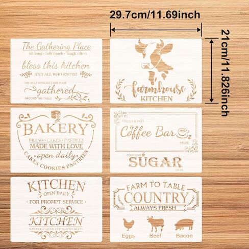 4 Pieces Hen Chicken Farmhouse Stencils Farm Fresh Eggs Stencil Rustic Farmhouse Reusable Stencil Templates DIY Chicken Country Farmhouse Home Decor Stencils for Painting on Wood Fabric Wall Furniture in Saudi Arabia