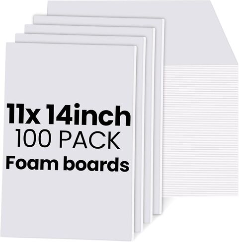 100 Pieces Foam Board 11x14x 1/8 Inch 3mm White Poster Board Presentation Foam Board Double Sided Sign Board Foamboard Foam Core for Crafts Modelling Art Display Presentation School Projects in Saudi Arabia