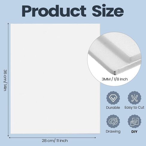 100 Pieces Foam Board 11x14x 1/8 Inch 3mm White Poster Board Presentation Foam Board Double Sided Sign Board Foamboard Foam Core for Crafts Modelling Art Display Presentation School Projects in Saudi Arabia