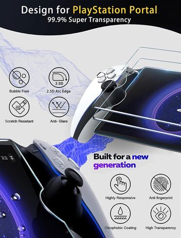 2 Pack Tempered Glass Screen Protector for PlayStation Portal Remote Player - Transparent HD Clear, Anti-Scratch, Easy Installation Kit for PlayStation portal screen protector in Saudi Arabia