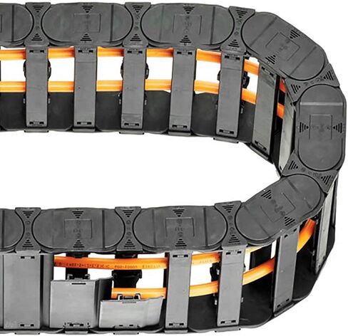 Plastic Drag Chain Cable Carrier Closed Type with End Connectors R100 25 x 57mm L1000mm for Electrical CNC Router Machines in Kuwait