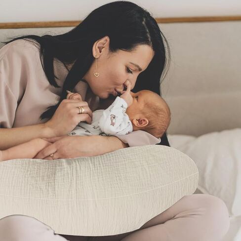 Nursing Pillow Cover,Muslin Cotton,Removable Cover for Breastfeeding Pillows, 2-Pack Pillow Covers, Ultra-Soft Baby Nursing Pillow, Fits Newborn Feeding Pillow 22.5IN*18IN (Sand) in Saudi Arabia