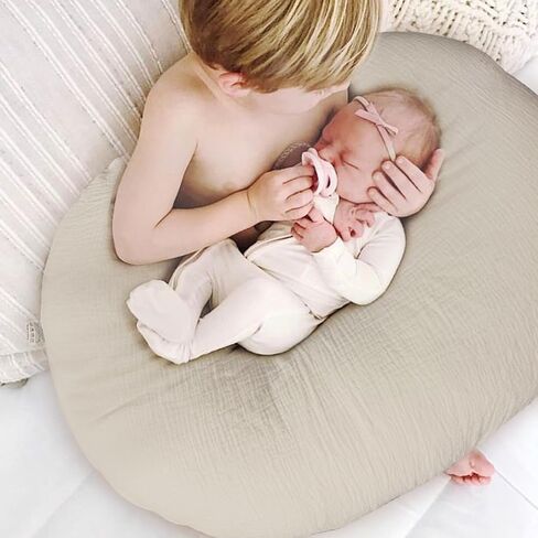 Nursing Pillow Cover,Muslin Cotton,Removable Cover for Breastfeeding Pillows, 2-Pack Pillow Covers, Ultra-Soft Baby Nursing Pillow, Fits Newborn Feeding Pillow 22.5IN*18IN (Sand) in Saudi Arabia