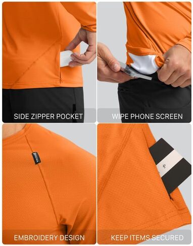 قمصان رجالي لركوب الدراجات الجبلية بأكمام طويلة للحماية من أشعة الشمس على الطرق الوعرة وركوب الدراجات والمشي لمسافات طويلة للرجال وجيب بسحاب in Kuwait