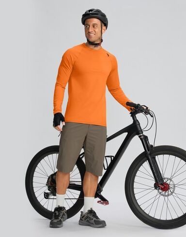 قمصان رجالي لركوب الدراجات الجبلية بأكمام طويلة للحماية من أشعة الشمس على الطرق الوعرة وركوب الدراجات والمشي لمسافات طويلة للرجال وجيب بسحاب in Kuwait