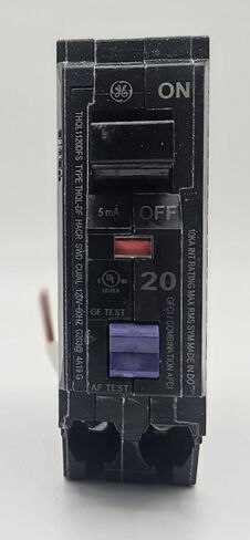 GE THQL1120DFS General Electric (G.E.)، النوع THQL، 1P، 1PH، 20A، 120V، 10kA@120V، مدرج في قائمة UL، مكون إضافي، ضفيرة قصيرة in Kuwait