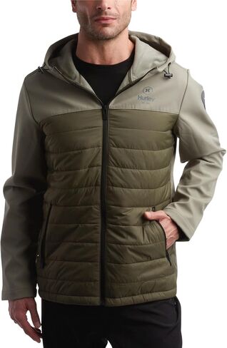 Hurley Men's Jacket - Sonora Softshell Windproof Hybrid Jacket - Quilted Windbreaker Puffer Coat (S-XXL) in Saudi Arabia