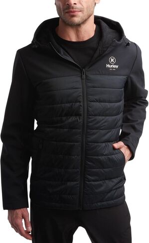 Hurley Men's Jacket - Sonora Softshell Windproof Hybrid Jacket - Quilted Windbreaker Puffer Coat (S-XXL) in Saudi Arabia