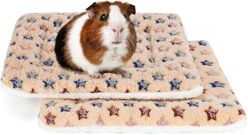 Rypet Small Animal Bed 2PCS - Guinea Pig Bed House Winter Warm Fleece Sleep Pad for Hamster Squirrel Hedgehog Chinchilla and Other Small Animals, Star in Saudi Arabia