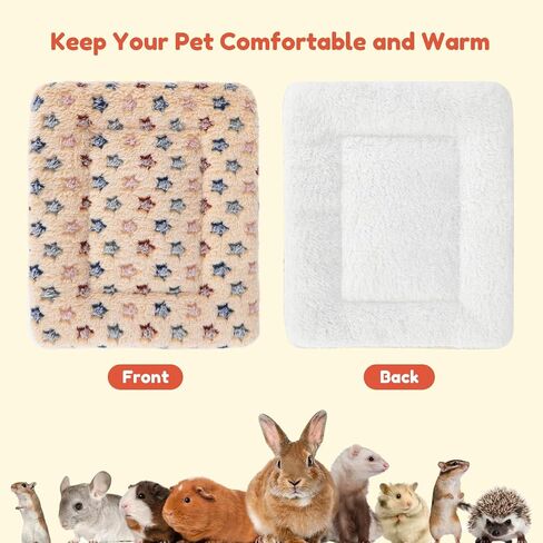 Rypet Small Animal Bed 2PCS - Guinea Pig Bed House Winter Warm Fleece Sleep Pad for Hamster Squirrel Hedgehog Chinchilla and Other Small Animals, Star in Saudi Arabia